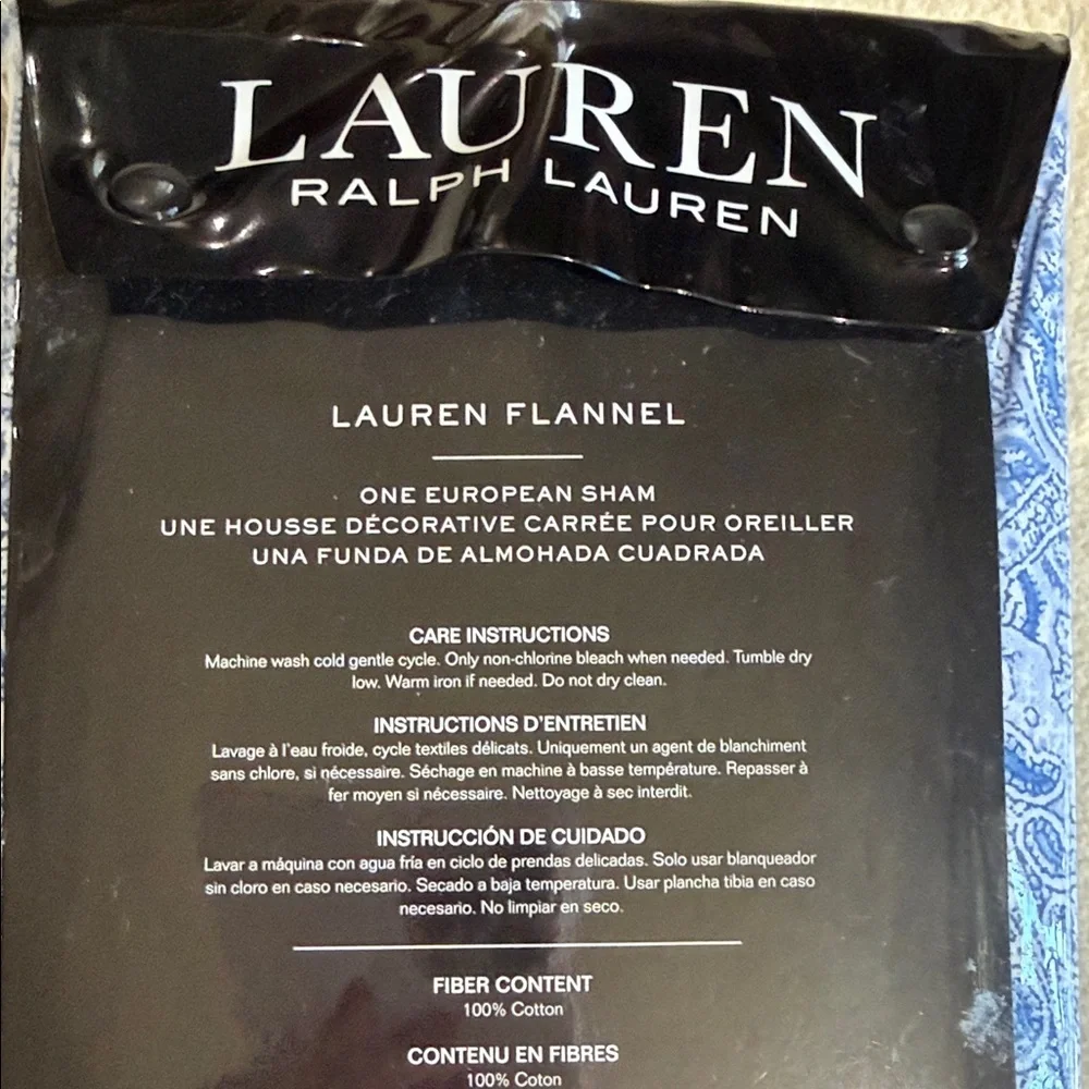 Lauren Ralph Lauren Blue Paisley European Sham new flannel
